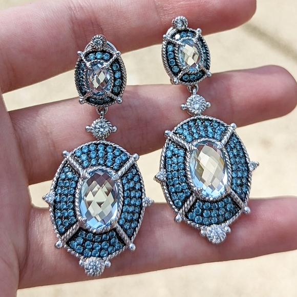 Judith Ripka Jewelry - Judith Ripka earrings RARE sterling silver 925 dangle gemstone rhinestone oval